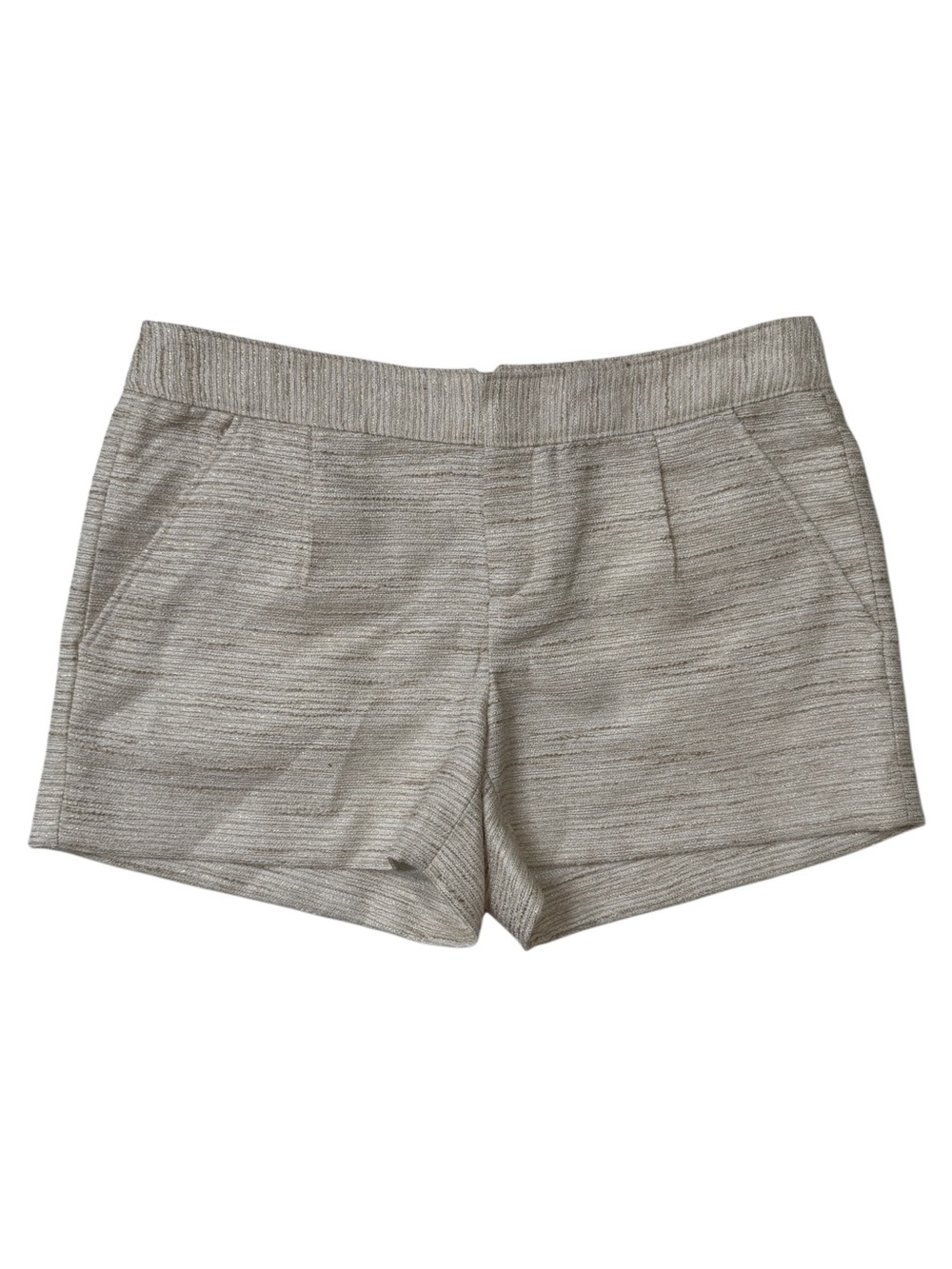 {Banana Republic} Cream Gold Metallic Chino Flat Front Dress Shorts WS24